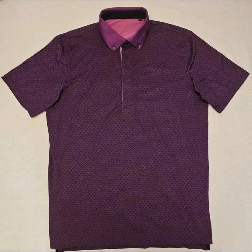 Greyson Polo Men’s Medium Purple Geometric Wolf Performance‎ Golf EUC